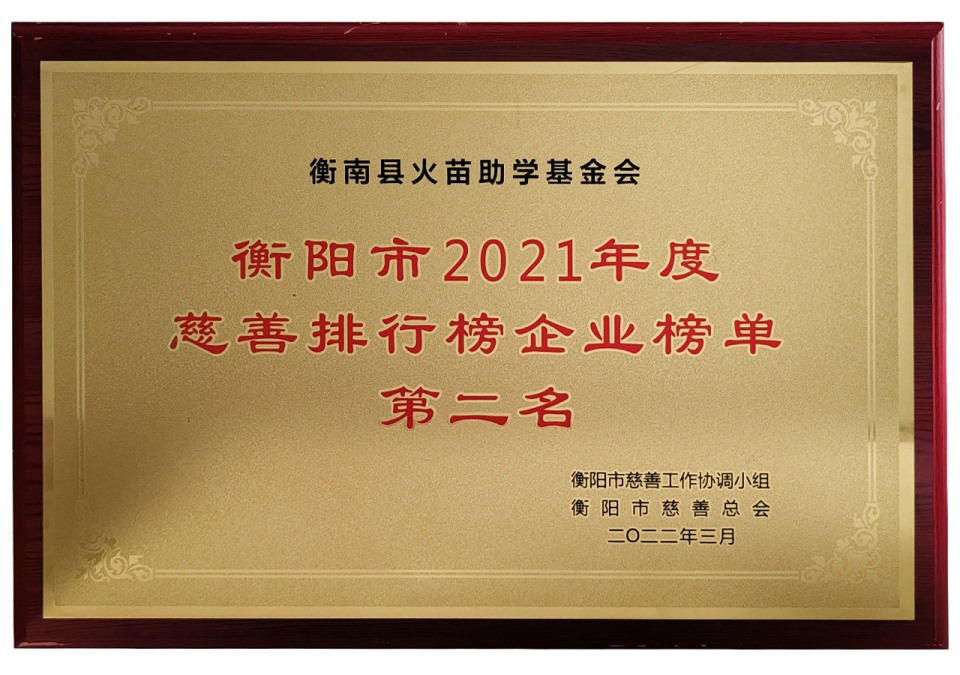 2022年衡阳市慈善排行榜企业榜单第二名